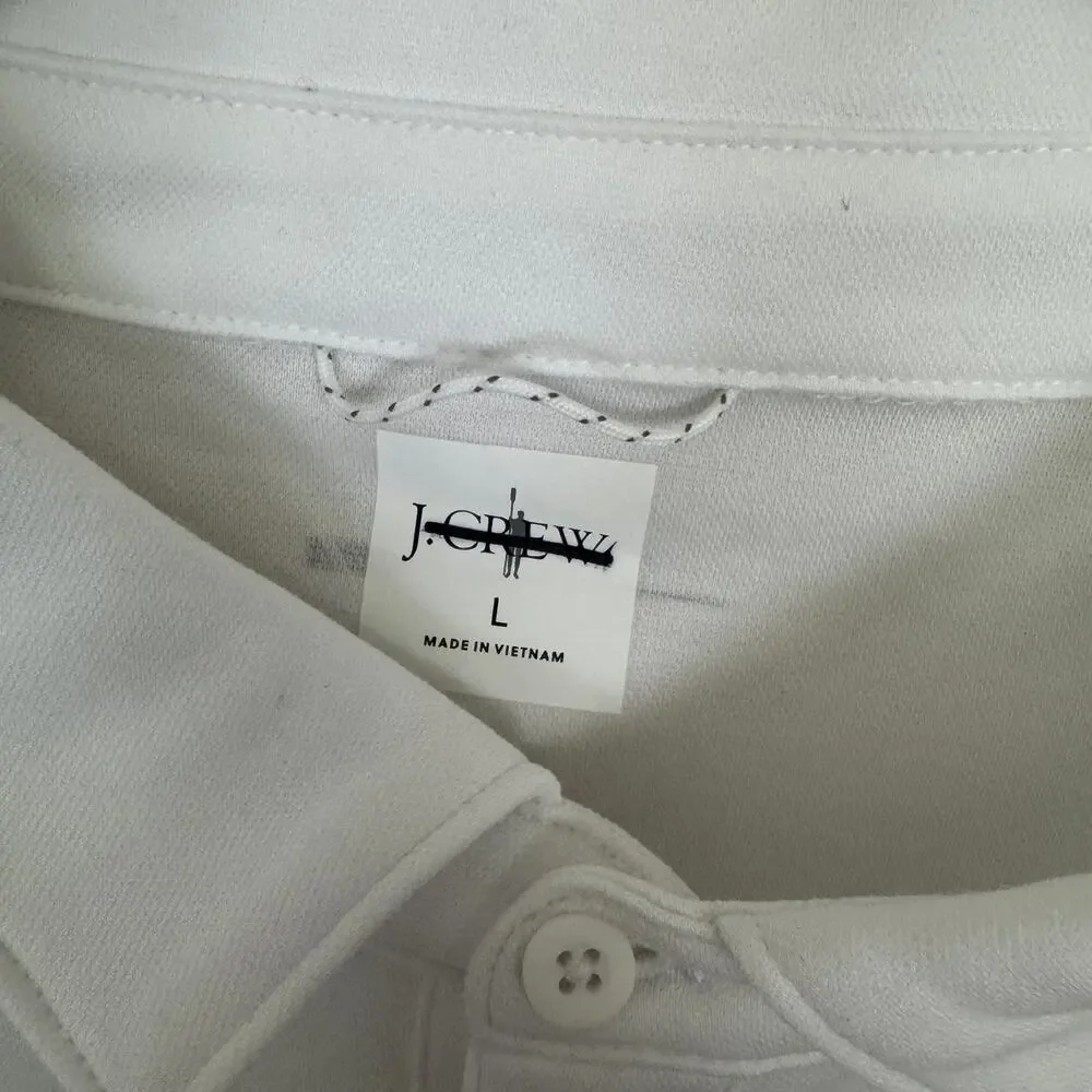 J.Crew White Performance Polo Mens L Short Sleeve Coolmax Stretch Athletic Shirt